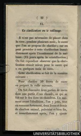 14. La clarification ou le raffinage