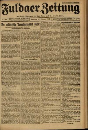 Ausgabe vom Samstag, den 20. Oktober 1923.