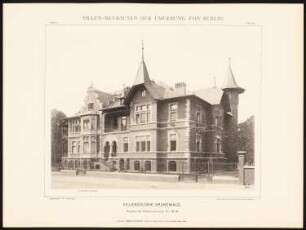 Villa Holmgren, Berlin-Grunewald: Ansicht der Doppelvilla (aus: Hermann Rückwardt, Villen-Neubauten der Umgebung von Berlin)