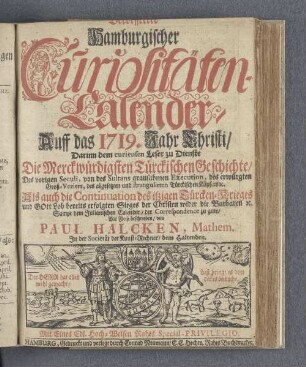 1719: Verbesserter hamburgischer Curiositäten-Calender
