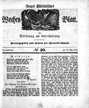 No. 20, Sonnabend, den 16.Mai 1835