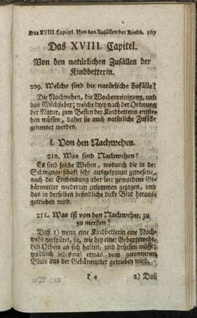 Das XVIII. Capitel. Von den natürlichen Zufällen der Kindbetterin.