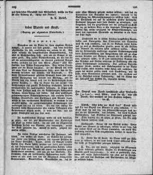 Ueber Materie und Kraft. (Beytrag zur allgemeinen Naturkunde)