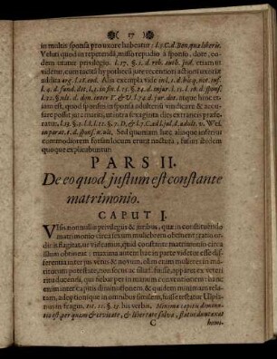Pars II. De eo quod iustum est constante matrimonio