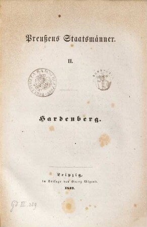Preußens Staatsmänner, 2. Hardenberg