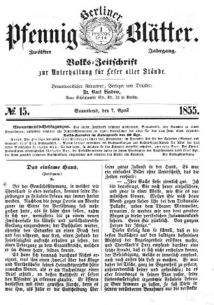 No. 15, Sonnabend, den 7. April