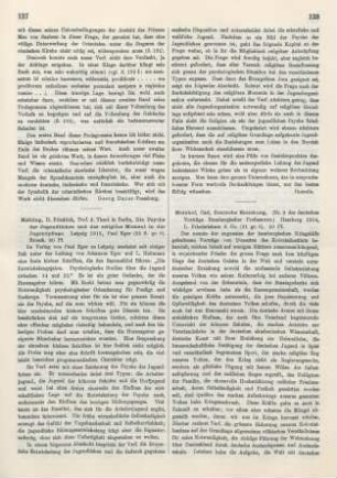 137-138 [Rezension] Mahling, Friedrich, Die Psyche der Jugendlichen und das religiöse Moment in der Jugendpflege