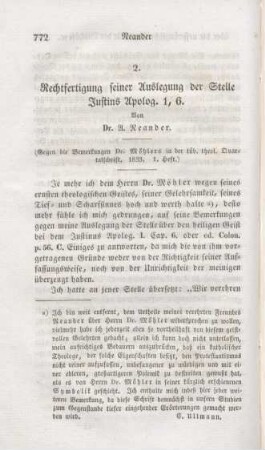 772-776 Rechtfertigung seiner Auslegung der Stelle Justins Apolog. 1,6