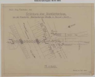 Hennef-Warth: Bahnübergang Blankenberger Straße: Errichtung einer Blinklichtanlage. Auf dem Plan ist auch Brücke 3 über die Staatsbahn dargestellt.