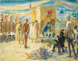 Fernando Cortez vor Kaiser Montezuma von Mexico