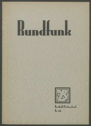 Die Reklame Schrift Rundfunk, Berthold Probendruck 256
