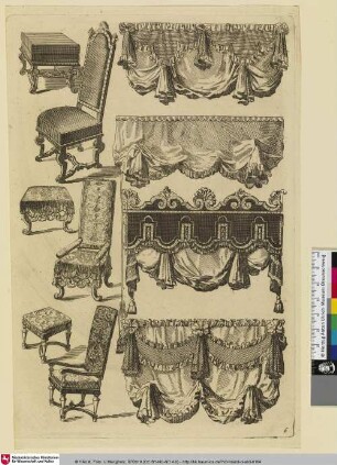 [Second livre d'appartements; Stühle, Hocker und Vorhänge]