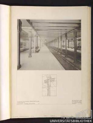 Teil V. Tafel 40. Untergrundbahnhof Bismarckstrasse: Innenansicht. Architekt: Alfred Grenander.