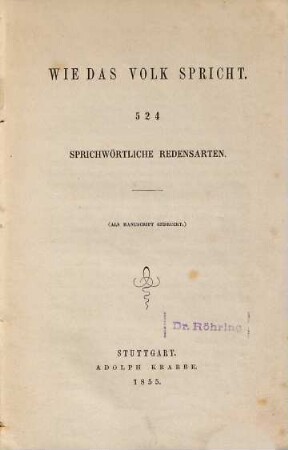 Wie das Volk spricht