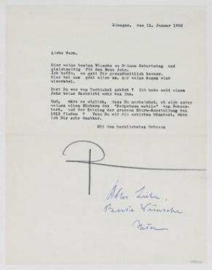 Brief von Raoul Hausmann an Vera Hausmann. Limoges