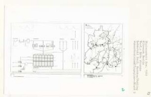 Klärwerk, Berlin-Moabit (Diplomarbeit bei Bernhard Hermkes und Hermann Fehling): Schema Wasserkreislauf und Plan Abwasser-Druckrohrsystem Berlin