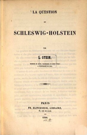 La question du Schleswig-Holstein