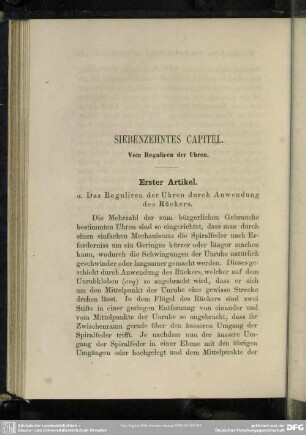 Siebenzehntes Capitel. Vom Reguliren der Uhren