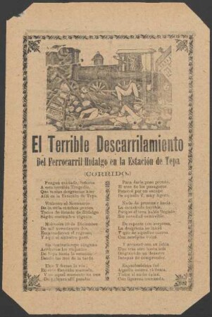 El terrible descarrilamiento del Ferrocarril Hidalgo en la Estación de Tepa : (Corrido.)