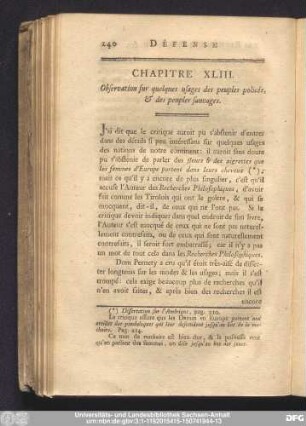 Chapitre XLIII. Observation sur quelques usages des peuples policés, & des peuples sauvages.