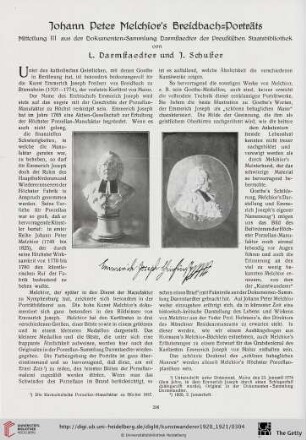 2: Johann Peter Melchior's Breidbach-Porträts : Mitteilung III aus der Dokumenten-Sammlung Darmstaedter der Preußischen Staatsbibliothek