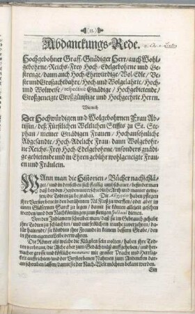 Abdanckungs-Rede.