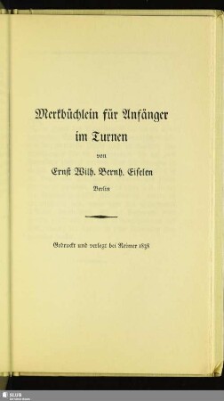 Merkbüchlein für Anfänger im Turnen