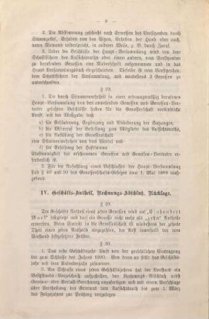 IV. Geschäfts-Antheil, Rechnungs-Abschluß, Rücklage.