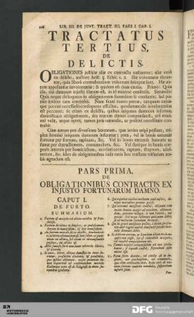 Pars Prima. De Obligationibus Contractis Ex Injusto Fortunarum Damno.