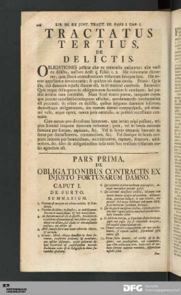 Pars Prima. De Obligationibus Contractis Ex Injusto Fortunarum Damno.
