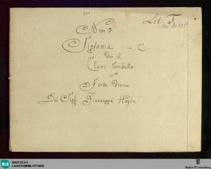 Symphonies. Arr - Don Mus.Ms. 705 : cemb; C; Hob I:48