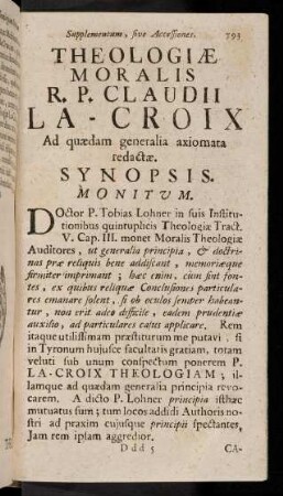 793-821, Theologiae Moralis R. P. Claudii La-Croix
