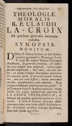 793-821, Theologiae Moralis R. P. Claudii La-Croix