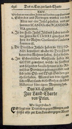 Das XII. Cap. Zur Land-Charte von Polen