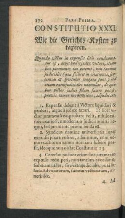 Constitutio XXXI. Wie die Gerichts-Kosten zu taxiren