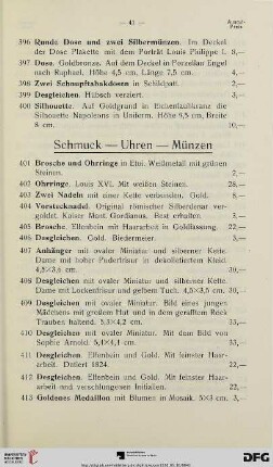 Schmuck- Uhren- Münzen (Nr. 401-441)