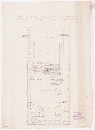 Garten Reichenhaller Straße 58, Berlin-Wilmersdorf: Lageplan mit Gartenplan 1:100