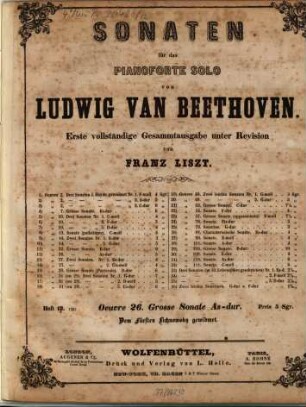 Sonaten für das Pianoforte solo, 12. Grosse Sonate, As-Dur, oeuvre 26