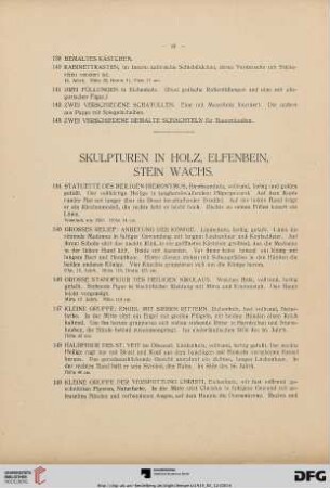 Skulpturen in Holz, Elfenbein, Stein Wachs (Nr. 144-260)