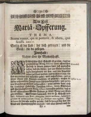 Am Fest Mariä-Opfferung.