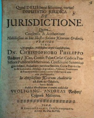 Disp. iur. de iurisdictione