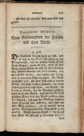 Dreyzehnter Abschnitt. Vom Aufbewahren der Früchte und ihrer Theile.