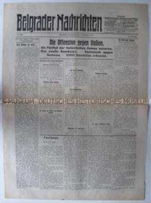 Deutschsprachige Tageszeitung "Belgrader Nachrichten" mit aktueller Kriegsberichterstattung