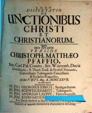 Dissertatio de unctionibus Christi et Christianorum
