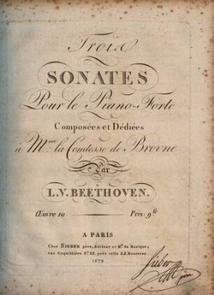 Trois sonates pour le piano-forte : oeuvre 10