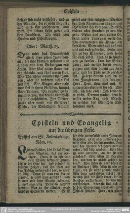 Episteln und Evangelia auf die übrigen Feste