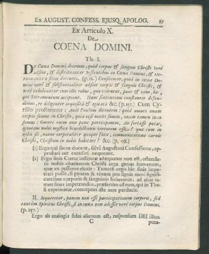 Ex Articulo X. De Coena Domini.