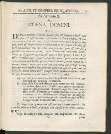 Ex Articulo X. De Coena Domini.