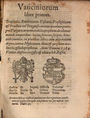 Vaticiniorum liber primus