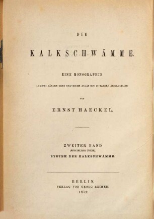 Die Kalkschwämme : eine Monographie ; in zwei Bänden, 2. System der Kalkschwämme